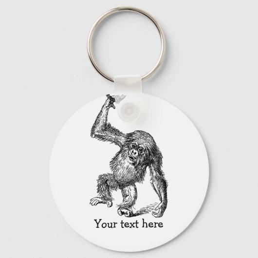 Gepersonaliseerd tekst schattige baby chimpansee sleutelhanger (Voorkant)