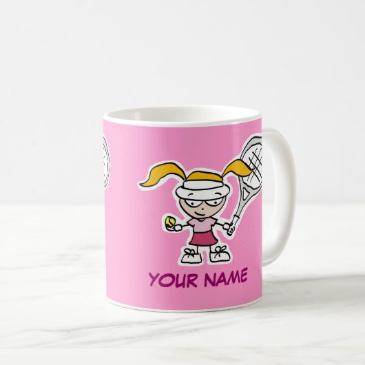 Gepersonaliseerd tenniscadeau voor mok met schatti (Voorkant rechts)