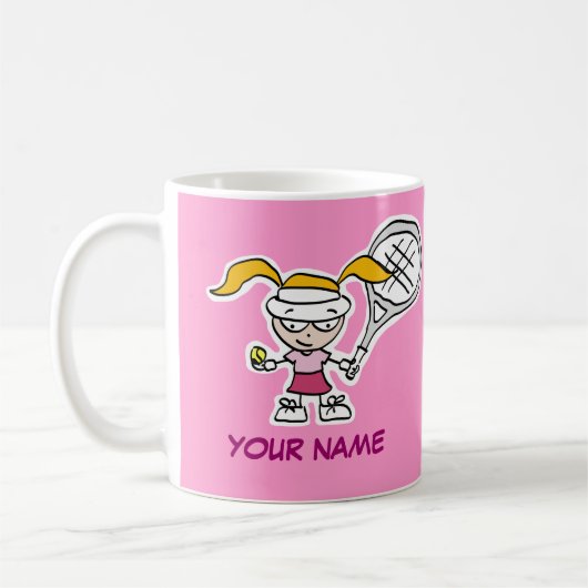 Gepersonaliseerd tenniscadeau voor mok met schatti (Links)