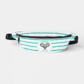 Gepersonaliseerd tennisracket Turquoise gestreept Heuptasje (Voorkant)