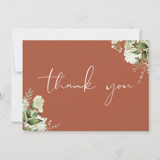 Gepersonaliseerd Terracotta Greenery Elegant Scrip Bedankkaart (Voorkant)