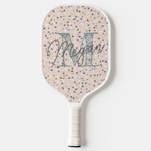 Gepersonaliseerd terrazzo monogram pickleball paddle (Achterkant)