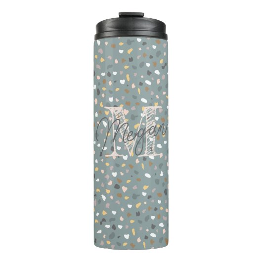 Gepersonaliseerd terrazzo monogram thermosbeker (Voorkant)