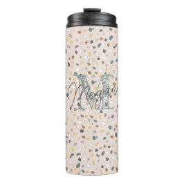 Gepersonaliseerd terrazzo monogram thermosbeker