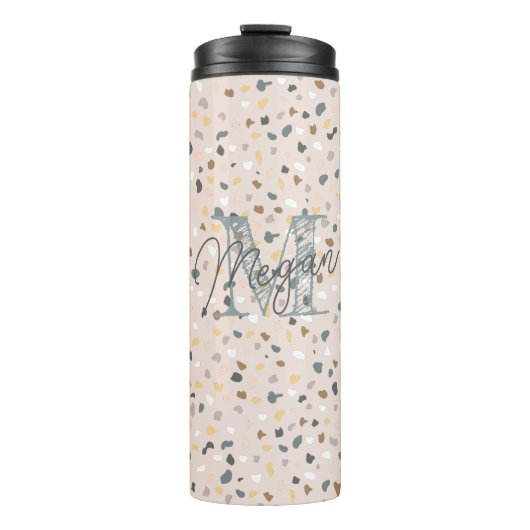 Gepersonaliseerd terrazzo monogram thermosbeker (Voorkant)