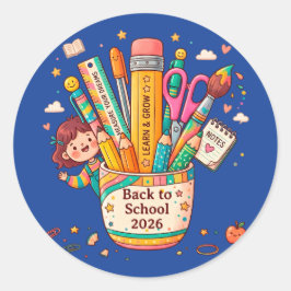 Gepersonaliseerd Terug naar School 2026 Ronde Sticker