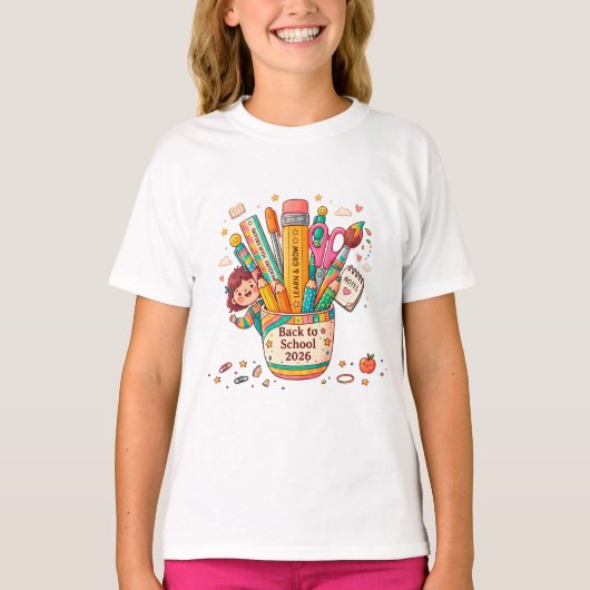 Gepersonaliseerd Terug naar School 2026 T-shirt (Voorkant)