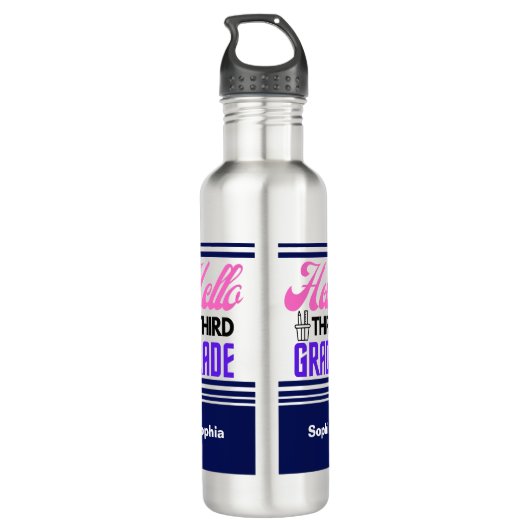 Gepersonaliseerd terug naar school derde klas waterfles  (Achterkant)