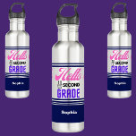 Gepersonaliseerd terug naar school tweede klas waterfles<br><div class="desc">Gepersonaliseerde terug naar school tweede klas roestvrij stalen waterfles. Pas het aan met jouw naam voor een chique girly unieke look.</div>