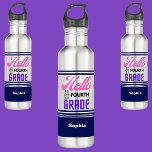 Gepersonaliseerd terug naar school Vierde klas Waterfles<br><div class="desc">Gepersonaliseerde Terug naar School Vierde Grade roestvrij stalen waterfles. Pas het aan met jouw naam voor een chique girly unieke look.</div>