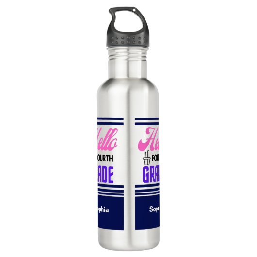 Gepersonaliseerd terug naar school Vierde klas Waterfles (Achterkant)