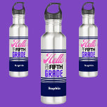 Gepersonaliseerd terug naar school vijfde klas waterfles<br><div class="desc">Gepersonaliseerde Terug naar School Vijfde Grade roestvrij stalen waterfles. Pas het aan met jouw naam voor een chique girly unieke look.</div>