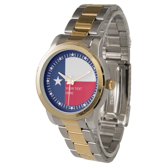 Gepersonaliseerd Texas State Flag horloge Ontwerp (Gekanteld)