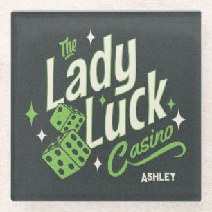Gepersonaliseerd The Lady Luck Casino Glazen Onderzetter