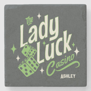 Gepersonaliseerd The Lady Luck Casino Stenen Onderzetter