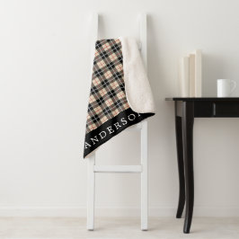 Gepersonaliseerd Thompson Camel Tartan Pattern Sherpa Deken