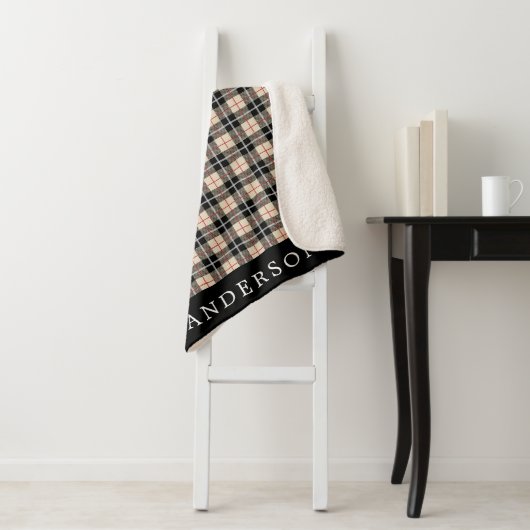 Gepersonaliseerd Thompson Camel Tartan Pattern Sherpa Deken (In situ)