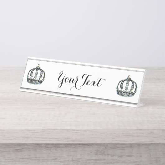 Gepersonaliseerd "Tiara" Bureau Naambordje (Voorkant)