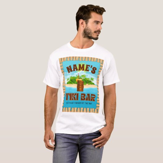 Gepersonaliseerd Tiki Bar T-shirt (Voorkant volledig)