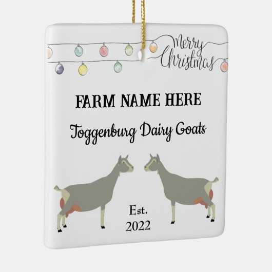 Gepersonaliseerd Toggenburg Dairy Goat White Kerst Keramisch Ornament (Rechts)