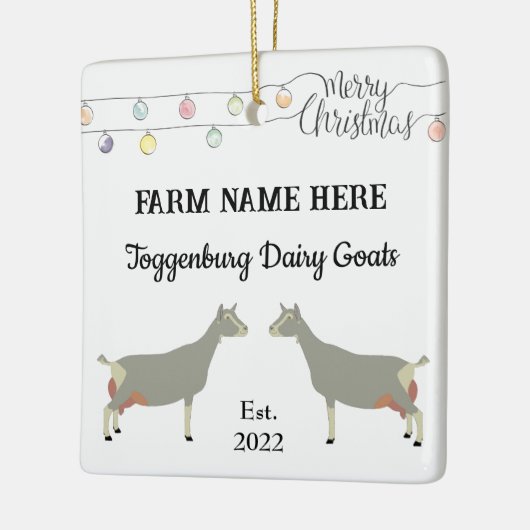 Gepersonaliseerd Toggenburg Dairy Goat White Kerst Keramisch Ornament (Links)
