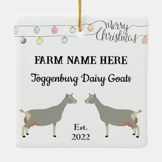 Gepersonaliseerd Toggenburg Dairy Goat White Kerst Keramisch Ornament (Achterkant)
