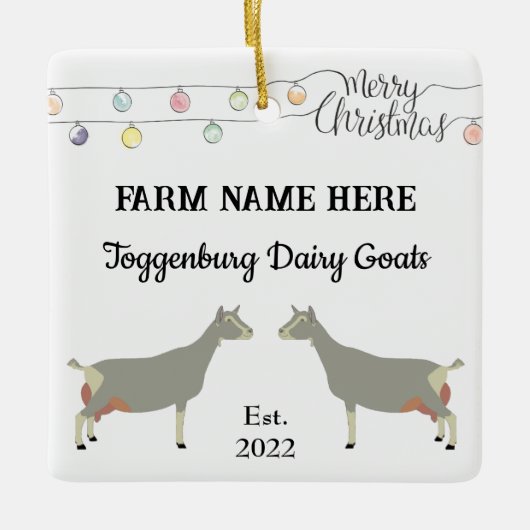 Gepersonaliseerd Toggenburg Dairy Goat White Kerst Keramisch Ornament (Voorkant)
