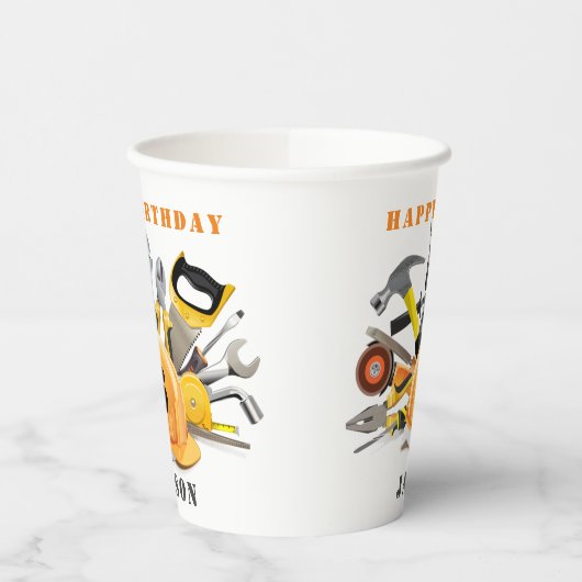 Gepersonaliseerd Tools Little Handyman Birthday Papieren Bekers (Links)