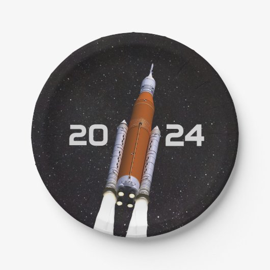 Gepersonaliseerd toonladderpapier voor ruimteraket papieren bordje (Voorkant)