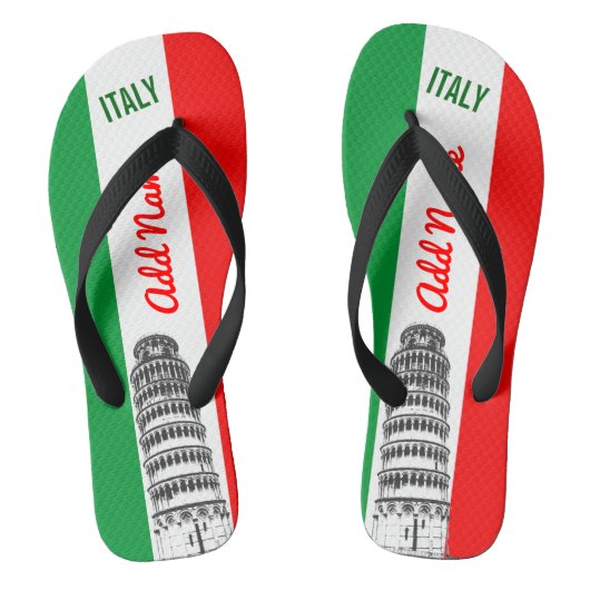Gepersonaliseerd toren van de Pisa en de Italiaans Teenslippers (Voetbed)