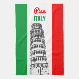 Gepersonaliseerd toren van de Pisa en de Italiaans Theedoek