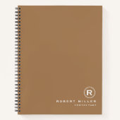 Gepersonaliseerd Toscaans Bruin & Wit Monogram Ini Notitieboek (Voorkant)