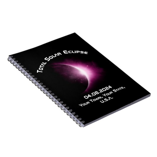 Gepersonaliseerd TOTAAL ZONNEVERDUISTERING 2024 Re Notitieboek (Rechterzijde)