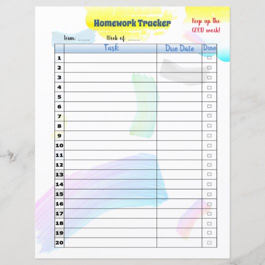Gepersonaliseerd tracker voor kunststudente in reg (Voorkant)