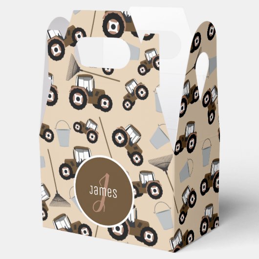 Gepersonaliseerd tractorpatroonpatroonuitrusting bedankdoosjes (Geopend)