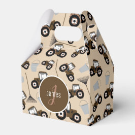 Gepersonaliseerd tractorpatroonpatroonuitrusting bedankdoosjes