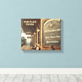 Gepersonaliseerd treinstation canvas afdruk (Insitu (Houten vloer))