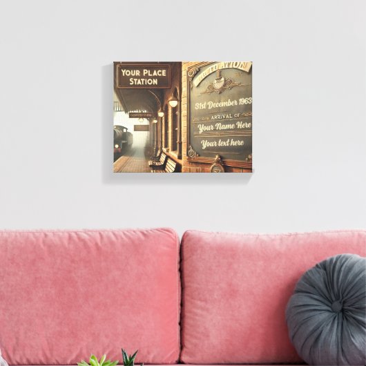 Gepersonaliseerd treinstation canvas afdruk (Insitu (Woonkamer))