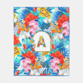 Gepersonaliseerd Tropical Flower Monogram EDIT INI Fleece Deken (Voorkant)