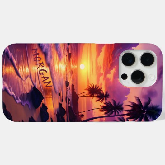 Gepersonaliseerd Tropical Sunset Beach - Dromerige Case-Mate iPhone Case (Achterkant (horizontaal))
