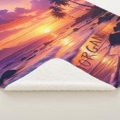 Gepersonaliseerd Tropical Sunset Beach - Dromerige Sherpa Deken (3/4)
