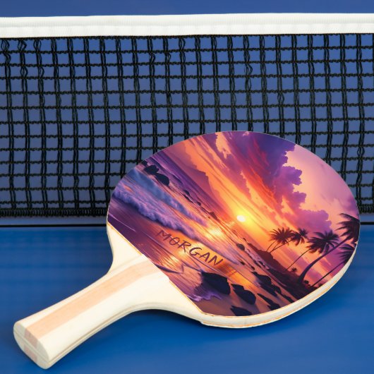 Gepersonaliseerd Tropical Sunset Beach - Dromerige Tafeltennisbatje (Insitu)