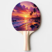 Gepersonaliseerd Tropical Sunset Beach - Dromerige Tafeltennisbatje (Voorkant)