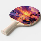 Gepersonaliseerd Tropical Sunset Beach - Dromerige Tafeltennisbatje (Voorkant Gekanteld)