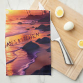 Gepersonaliseerd Tropical Sunset Beach - Dromerige Theedoek (Quarter Fold)