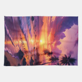 Gepersonaliseerd Tropical Sunset Beach - Dromerige Theedoek (Horizontaal)