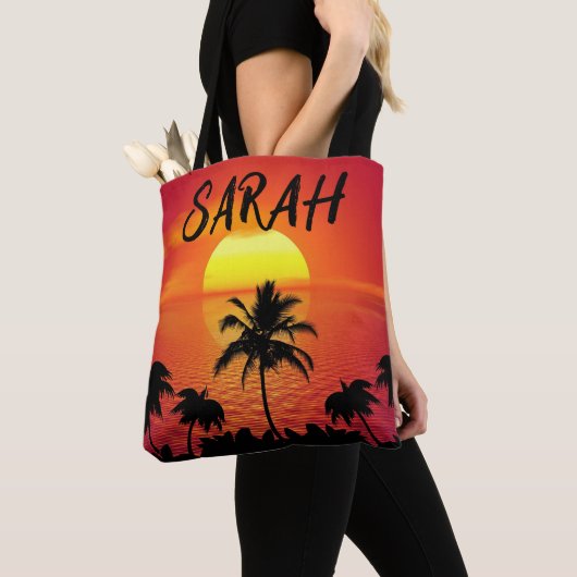 Gepersonaliseerd TROPICAL SUNSET Shoulder Tas (Dichtbij)
