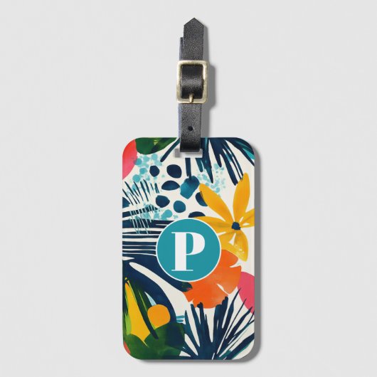 Gepersonaliseerd tropisch Abstract patroon Bagagelabel (Voorkant (verticaal))