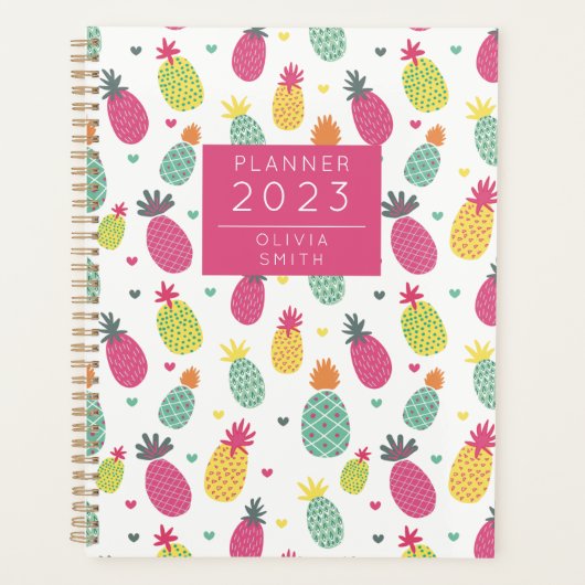 Gepersonaliseerd tropisch anananaseppatroon planner (Voorkant)