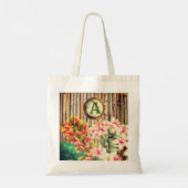 Gepersonaliseerd tropisch bamboe & bloemen monogra tote bag (Achterkant)